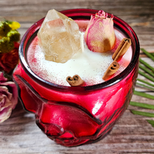 Load image into Gallery viewer, Cinnamon Sticks Red Skull Candle - Recycled Glass - 15 oz