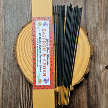 Load image into Gallery viewer, Saffron and Cedar Hand Dipped Incense Sticks
