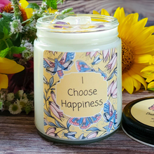 Load image into Gallery viewer, Happiness Intention Candle – Crystal Candle for Joy, Positivity & Uplifting Energy