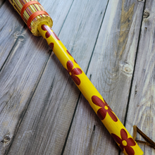 Load image into Gallery viewer, Hand Painted Decorative Round Broom - 26" Folk Art Besom Broom Yellow and Pink