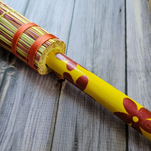 Load image into Gallery viewer, Hand Painted Decorative Round Broom - 26" Folk Art Besom Broom Yellow and Pink
