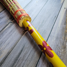 Load image into Gallery viewer, Hand Painted Decorative Round Broom - 26" Folk Art Besom Broom Yellow and Pink