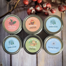 Load image into Gallery viewer, Small hand poured soy wax candle holiday scents