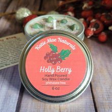 Load image into Gallery viewer, Holly King holiday scented soy wax candle with crystals