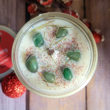 Load image into Gallery viewer, Holly King holiday scented soy wax candle with crystals