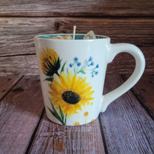 Load image into Gallery viewer, Sunflower Cup Candle - Coffee Cup Candle in Lily Forest Scent