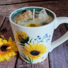 Load image into Gallery viewer, Sunflower Cup Candle - Coffee Cup Candle in Lily Forest Scent