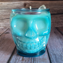 Load image into Gallery viewer, Spring Rains Blue Skull Candle