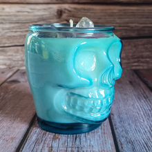 Load image into Gallery viewer, Spring Rains Blue Skull Candle