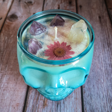 Load image into Gallery viewer, Spring Rains Blue Skull Candle