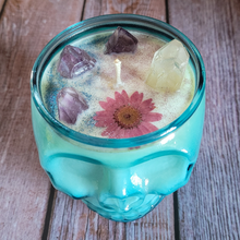 Load image into Gallery viewer, Spring Rains Blue Skull Candle