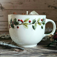 Load image into Gallery viewer, Holiday Tea Cup Candle - Cozy Cabin