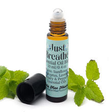 Load image into Gallery viewer, Just Breathe Essential Oil Blend Roll On - Eucalyptus, Peppermint, Rosemary, and Lavender