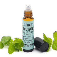 Load image into Gallery viewer, Just Breathe Essential Oil Blend Roll On - Eucalyptus, Peppermint, Rosemary, and Lavender