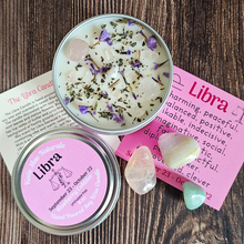 Load image into Gallery viewer, Libra candle and crystals gift set