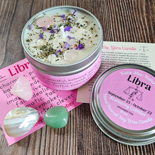 Load image into Gallery viewer, Libra candle gift set with crystals