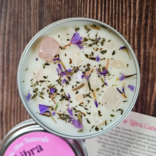 Load image into Gallery viewer, Hand poured soy wax candle with crystals for zodiac sign Libra