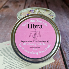Load image into Gallery viewer, Hand poured soy wax candle for zodiac sign Libra