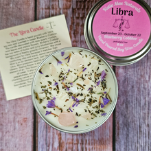 Load image into Gallery viewer, Libra candle with crystals