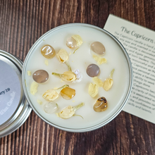 Load image into Gallery viewer, Capricorn zodiac candle with gemstones