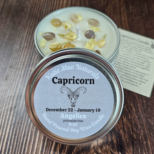 Load image into Gallery viewer, Capricorn zodiac candle with crystals