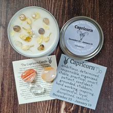 Load image into Gallery viewer, Capricorn candle and crystal gift set