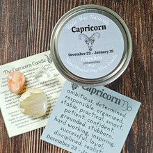 Load image into Gallery viewer, Soy wax candle and gemstones set for Capricorn