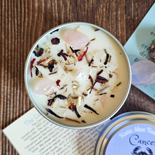 Load image into Gallery viewer, Cancer zodiac hand poured soy wax candle with crystals