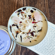 Load image into Gallery viewer, Hand poured soy wax candle with crystals for cancer zodiac sign