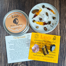 Load image into Gallery viewer, Leo candle and crystals gift set