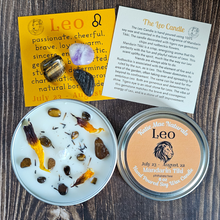 Load image into Gallery viewer, Leo candle and crystals gift set