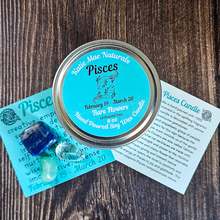 Load image into Gallery viewer, Soy candle and crystals for zodiac sign Pisces