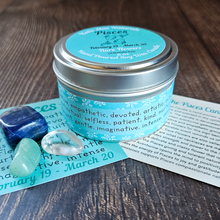 Load image into Gallery viewer, Candle and crystals gift set for zodiac sign Pisces