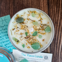 Load image into Gallery viewer, Pisces soy candle with crystals
