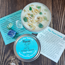 Load image into Gallery viewer, Candle and crystals gift set for zodiac sign Pisces