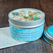 Load image into Gallery viewer, Pisces zodiac crystal and herb candle