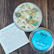 Load image into Gallery viewer, Pisces candle with gemstones