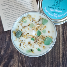 Load image into Gallery viewer, Hand poured soy wax candle with crystals for zodiac sign Pisces