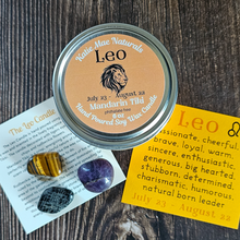 Load image into Gallery viewer, Leo candle and crystals gift set