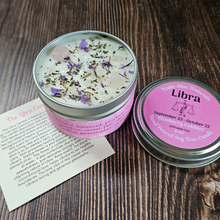 Load image into Gallery viewer, Libra astrology candle with crystals