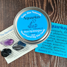 Load image into Gallery viewer, Aquarius candle and crystals gift set