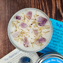 Load image into Gallery viewer, Candle with amethyst crystals for Aquarius