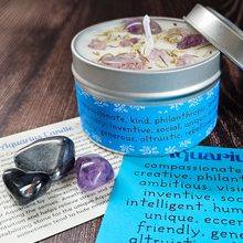 Load image into Gallery viewer, Candle and gemstone gift set for zodiac sign Aquarius
