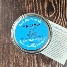 Load image into Gallery viewer, Hand poured soy wax candle for zodiac sign Aquarius