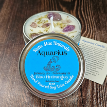 Load image into Gallery viewer, Aquarius candle with amethyst crystals