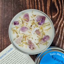 Load image into Gallery viewer, Aquarius astrology candle with crystals