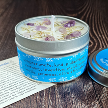 Load image into Gallery viewer, Soy wax candle for zodiac sign Aquarius