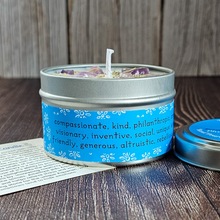 Load image into Gallery viewer, Aquarius zodiac candle with crystals