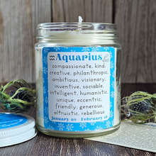 Load image into Gallery viewer, Aquarius candle with crystals