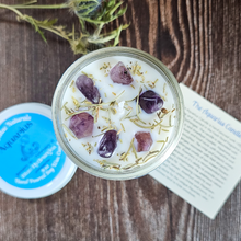 Load image into Gallery viewer, Aquarius candle with amethyst crystals